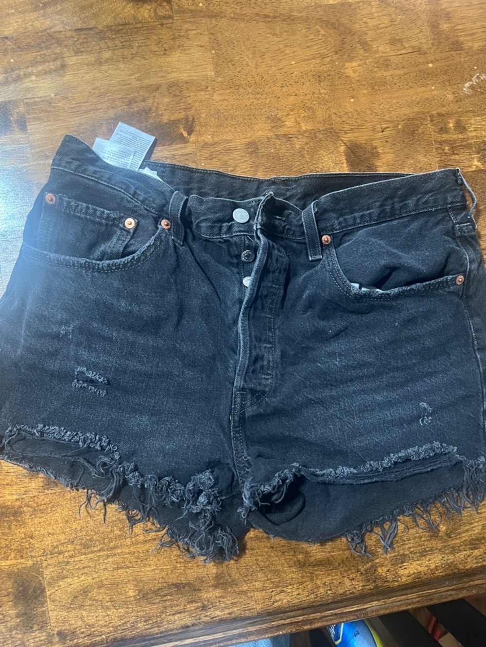Levi's Black Distressed Cutoff Denim Shorts